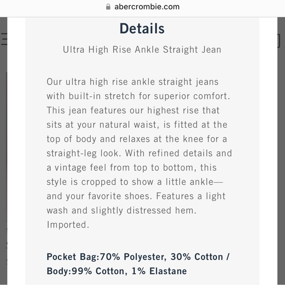 Abercrombie Curve Ultra High Rise Ankle Jeans - Picture 3 of 6